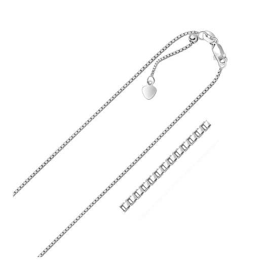14k White Gold Adjustable Box Chain 1.1mm | Richard Cannon Jewelry