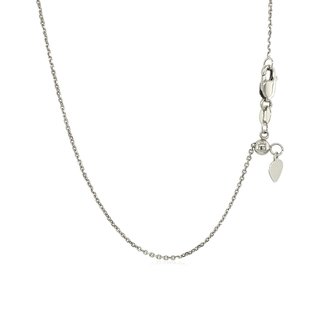 14k White Gold Adjustable Cable Chain 0.9mm | Richard Cannon Jewelry