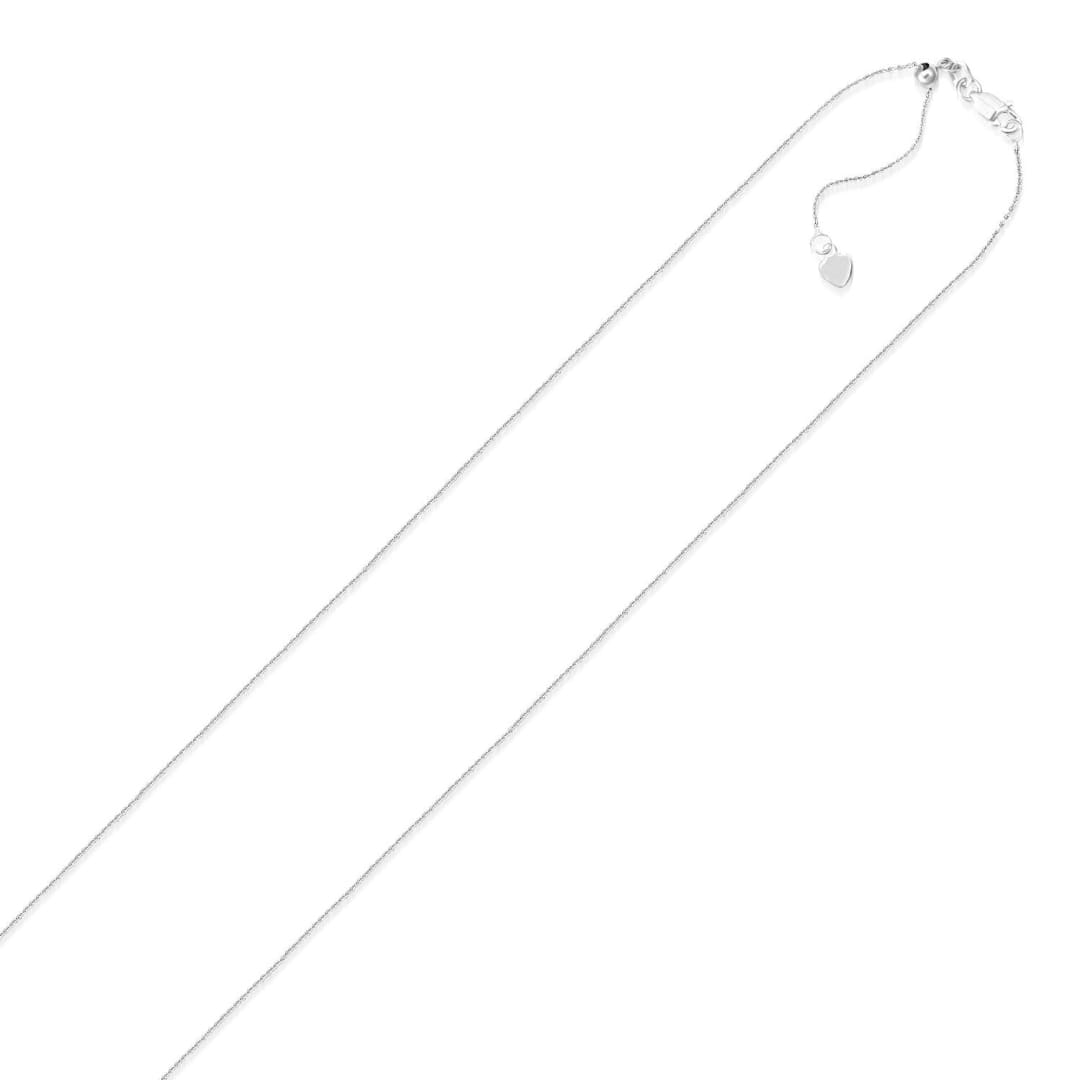 14k White Gold Adjustable Cable Chain 0.9mm | Richard Cannon Jewelry