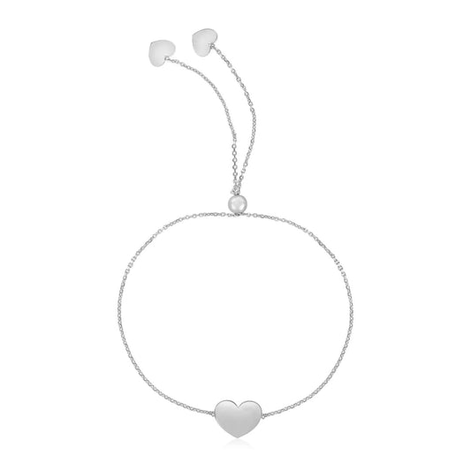 14k White Gold Adjustable Heart Bracelet | Richard Cannon Jewelry