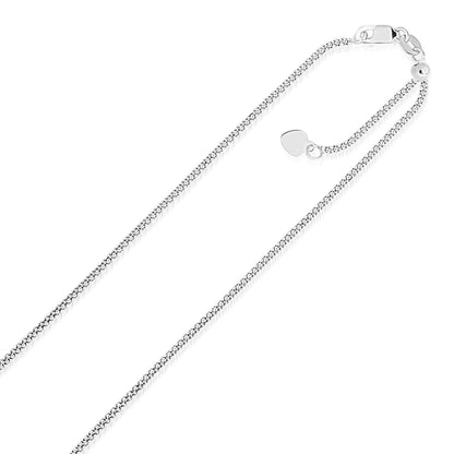 14k White Gold Adjustable Popcorn Chain 1.3mm | Richard Cannon Jewelry