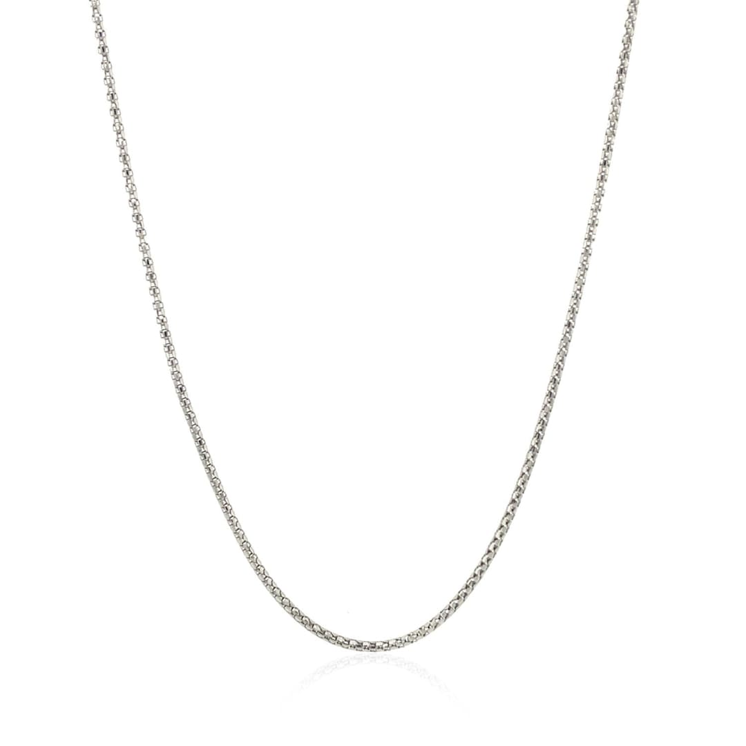 14k White Gold Adjustable Popcorn Chain 1.3mm | Richard Cannon Jewelry