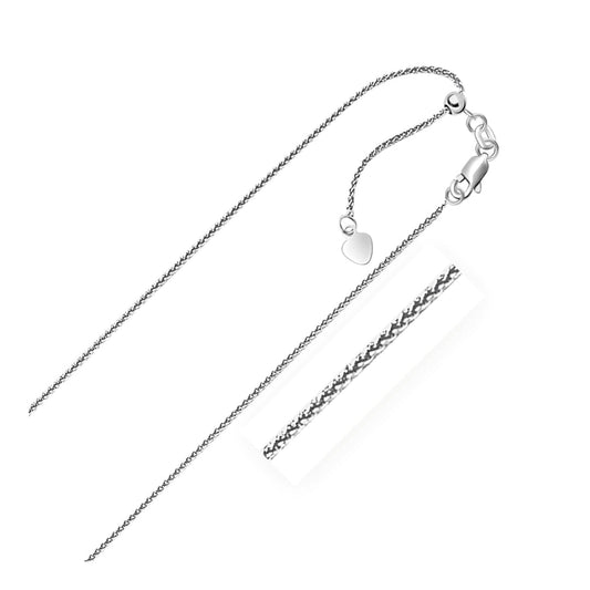 14k White Gold Adjustable Wheat Chain 1.0mm | Richard Cannon Jewelry