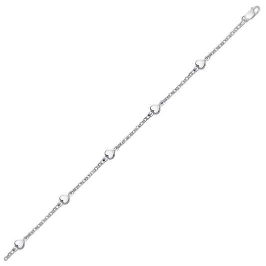 14k White Gold Anklet with Puffed Heart Design | Richard Cannon Jewelry
