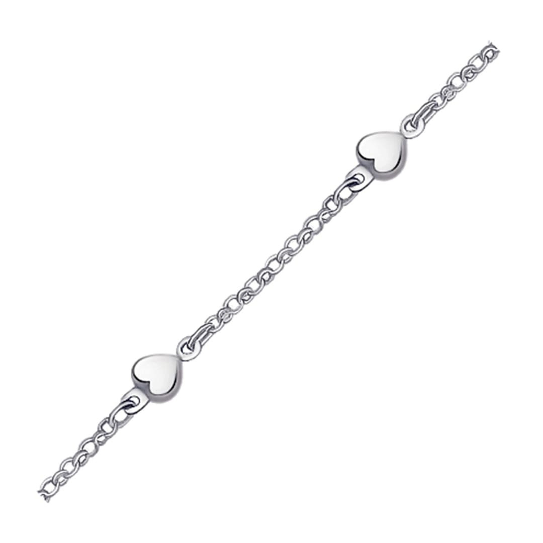 14k White Gold Anklet with Puffed Heart Design | Richard Cannon Jewelry