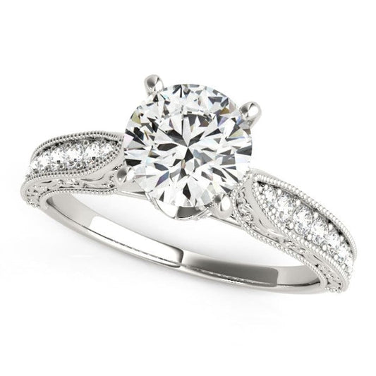 14k White Gold Antique Design Diamond Engagement Ring (1 5/8 cttw) | Richard Cannon