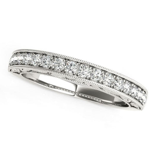 14k White Gold Antique Prong Set Diamond Wedding Ring (1/3 cttw) | Richard Cannon Jewelry