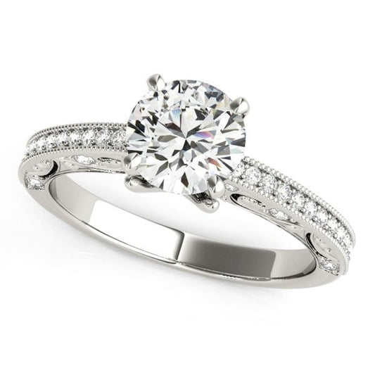 14k White Gold Antique Pronged Round Diamond Engagement Ring (1 1/8 cttw) | Richard