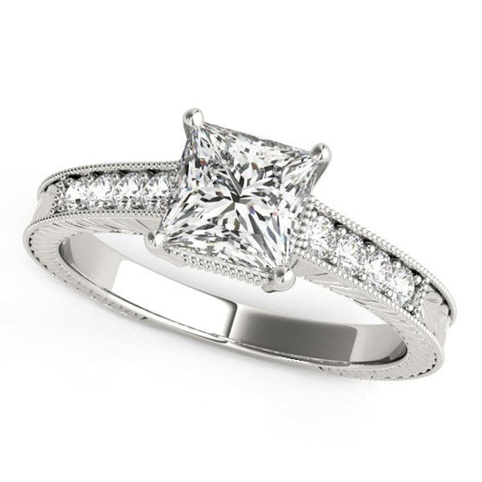 14k White Gold Antique Style Diamond Engagement Ring (1 1/8 cttw) | Richard Cannon Jewelry