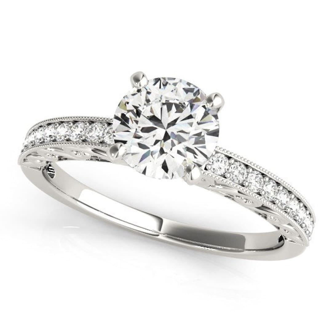 14k White Gold Antique Style Diamond Engagement Ring (1 1/8 cttw) | Richard Cannon Jewelry