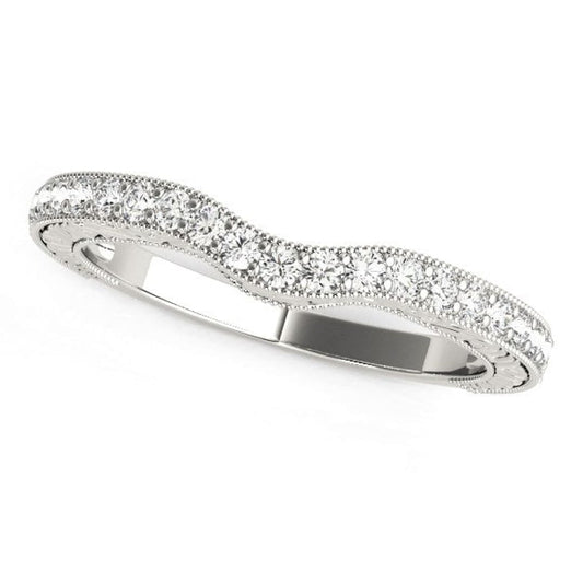 14k White Gold Antique Style Milgrained Curved Diamond Ring (1/4 cttw) | Richard Cannon
