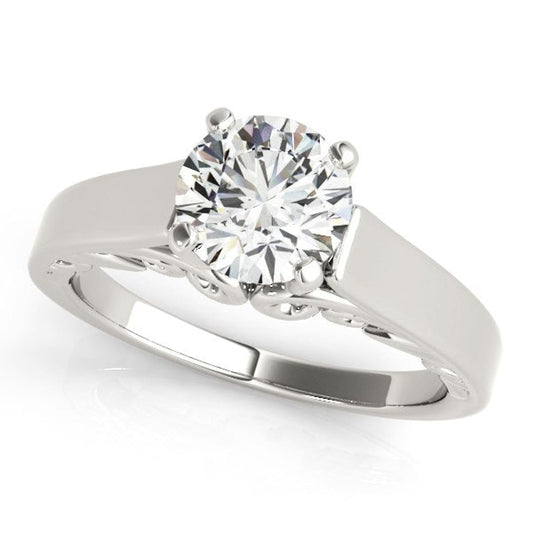 14k White Gold Antique Style Solitaire Round Diamond Engagement Ring (1 cttw) | Richard