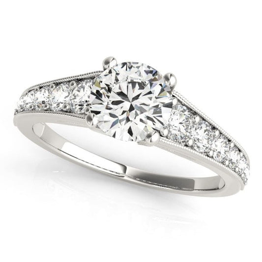 14k White Gold Antique Tapered Shank Diamond Engagement Ring (1 3/8 cttw) | Richard