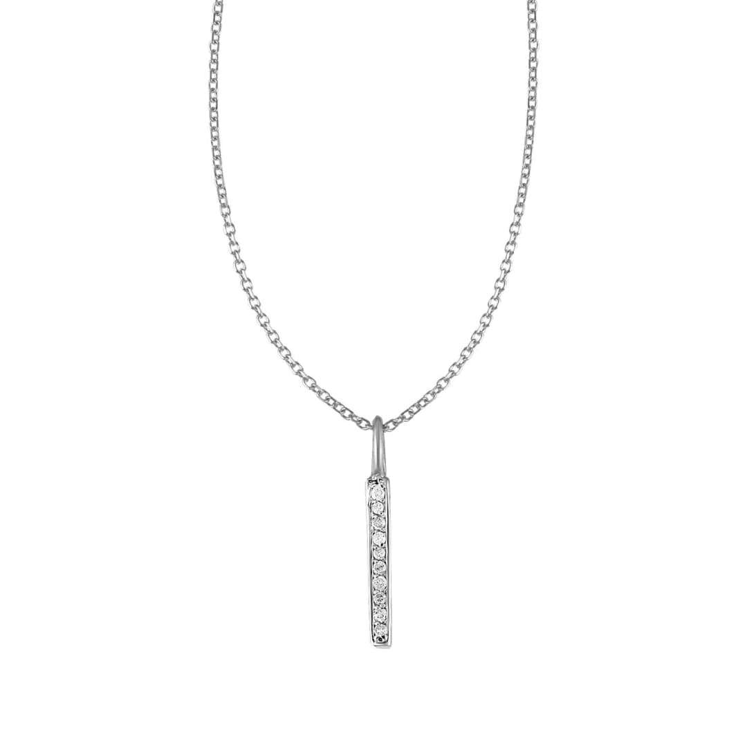 14k White Gold Bar Pendant with Diamonds | Richard Cannon Jewelry