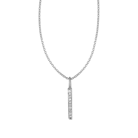 14k White Gold Bar Pendant with Diamonds | Richard Cannon Jewelry