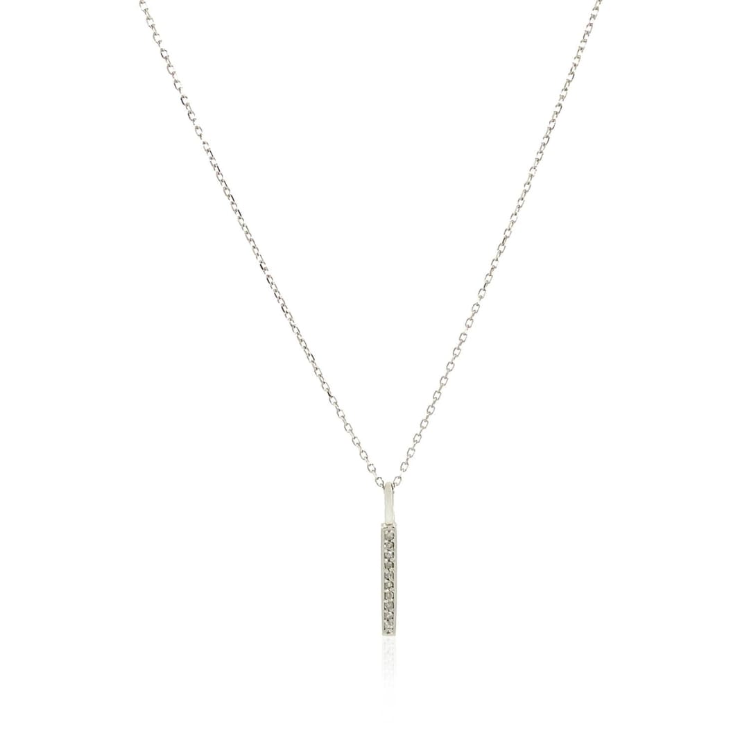 14k White Gold Bar Pendant with Diamonds | Richard Cannon Jewelry