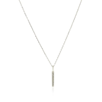 14k White Gold Bar Pendant with Diamonds | Richard Cannon Jewelry