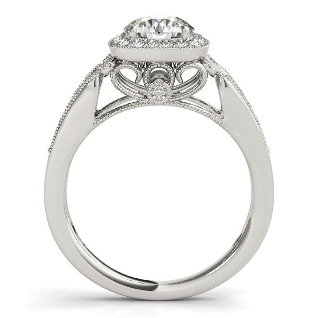 14k White Gold Baroque Shank Style Cut Diamond Engagement Ring (1 1/4 cttw) | Richard