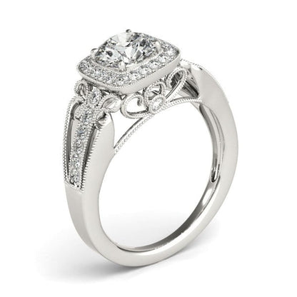 14k White Gold Baroque Shank Style Cut Diamond Engagement Ring (1 1/4 cttw) | Richard