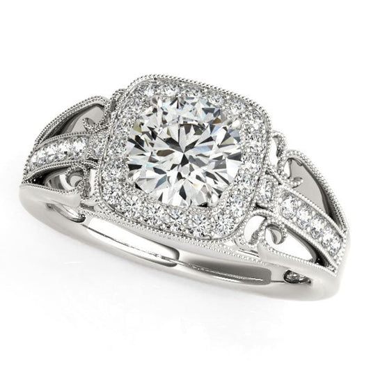 14k White Gold Baroque Shank Style Cut Diamond Engagement Ring (1 1/4 cttw) | Richard