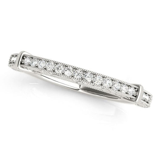 14k White Gold Bead Border Modern Wedding Band (1/8 cttw) | Richard Cannon Jewelry