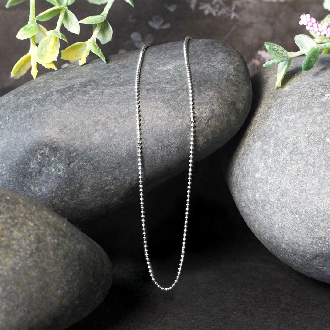 14k White Gold Bead Chain 1.0mm | Richard Cannon Jewelry
