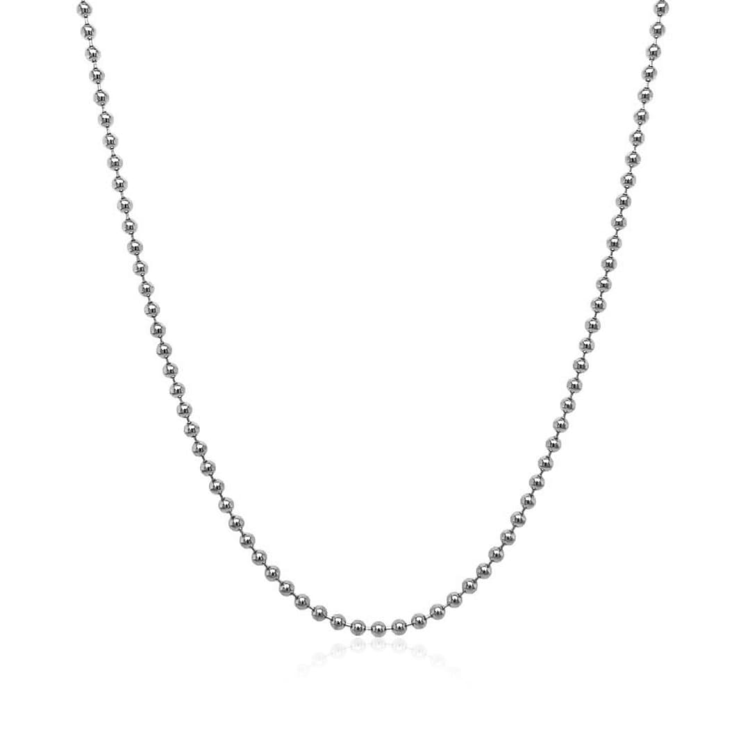 14k White Gold Bead Chain 1.5mm | Richard Cannon Jewelry