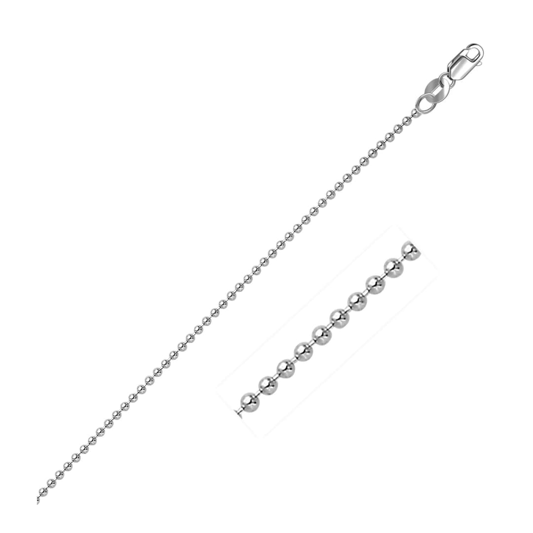 14k White Gold Bead Chain 1.5mm | Richard Cannon Jewelry