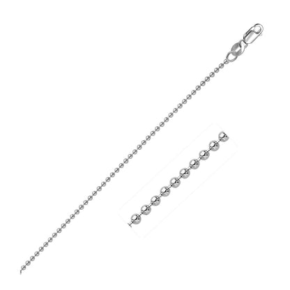 14k White Gold Bead Chain 1.5mm | Richard Cannon Jewelry