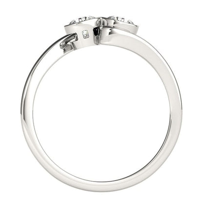 14k White Gold Bezel Set Curved Band Two Stone Diamond Ring (1/2 cttw) | Richard Cannon