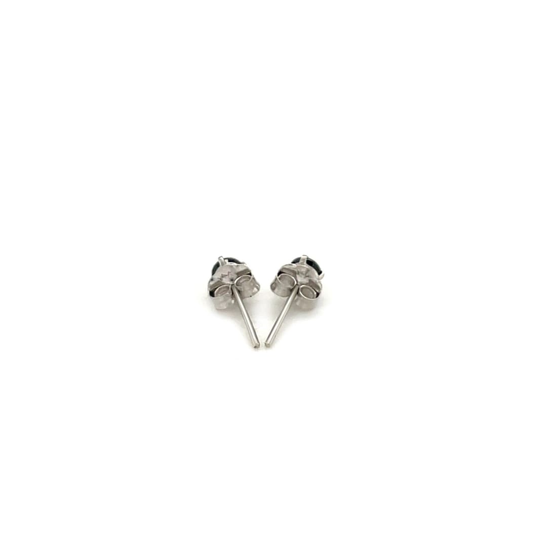 14k White Gold Black 3mm Faceted Cubic Zirconia Stud Earrings | Richard Cannon Jewelry