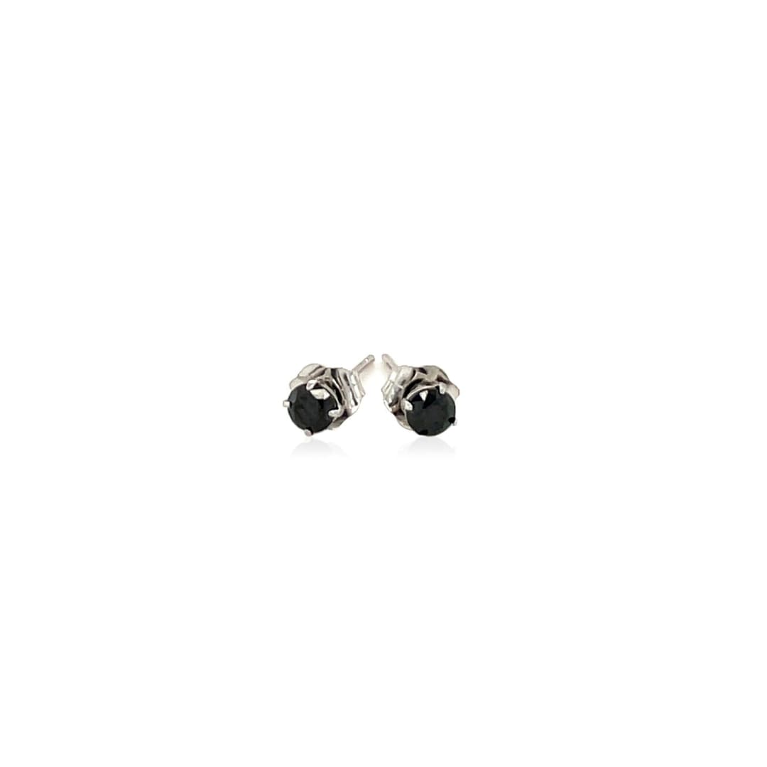 14k White Gold Black 3mm Faceted Cubic Zirconia Stud Earrings | Richard Cannon Jewelry