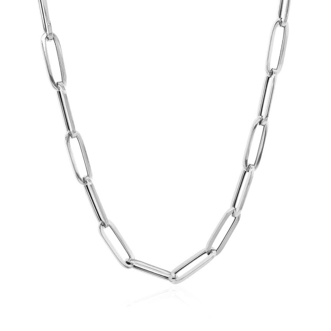 14k White Gold Bold Paperclip Chain (4.20 mm) | Richard Cannon Jewelry