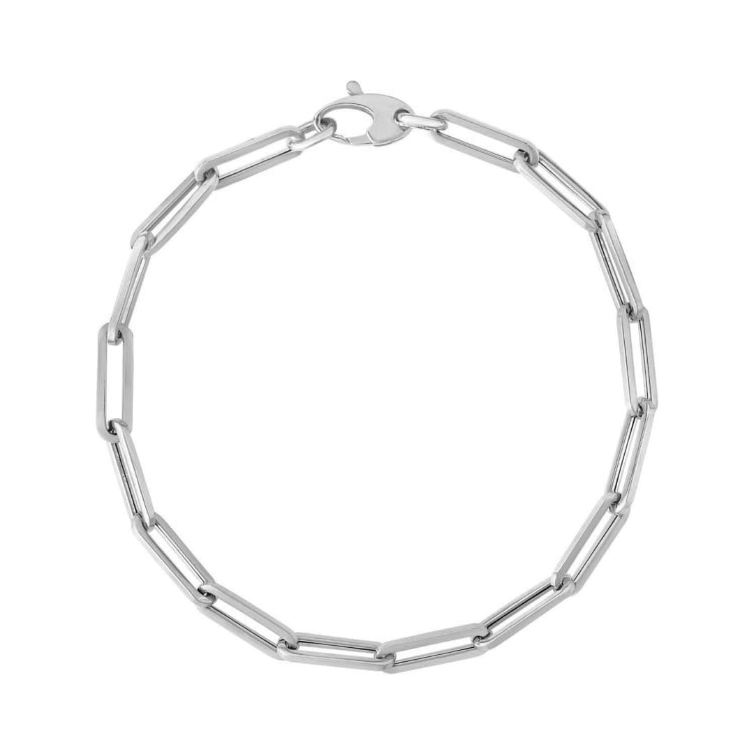 14K White Gold Bold Paperclip Chain Bracelet | Richard Cannon Jewelry