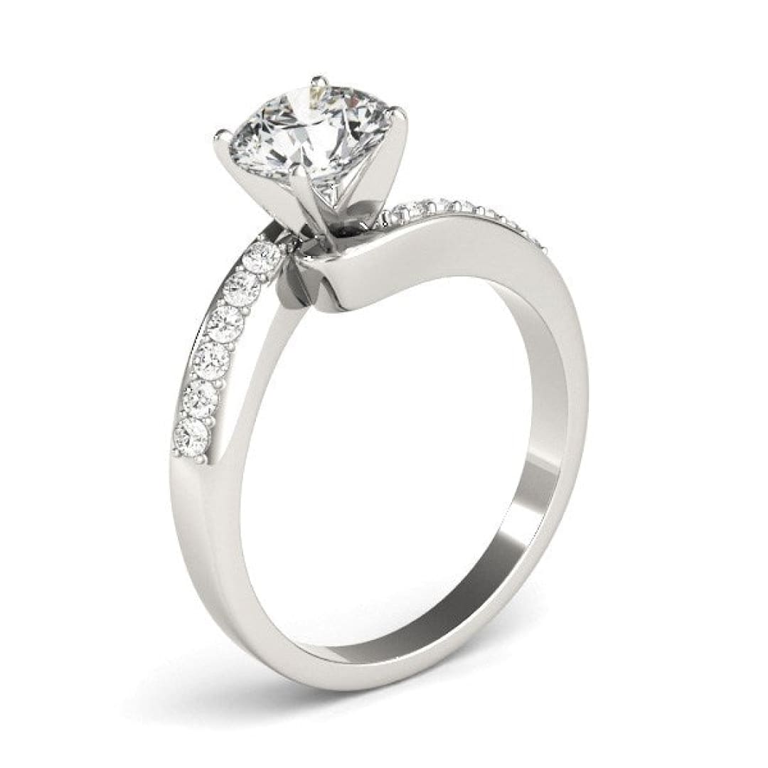 14k White Gold Bypass Round Pronged Diamond Engagement Ring (1 5/8 cttw) | Richard Cannon