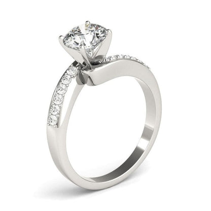 14k White Gold Bypass Round Pronged Diamond Engagement Ring (1 5/8 cttw) | Richard Cannon