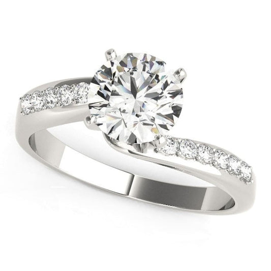 14k White Gold Bypass Round Pronged Diamond Engagement Ring (1 5/8 cttw) | Richard Cannon