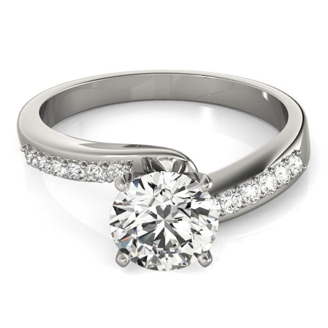 14k White Gold Bypass Round Pronged Diamond Engagement Ring (1 5/8 cttw) | Richard Cannon