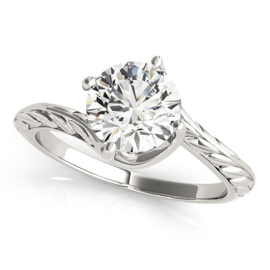 14k White Gold Bypass Round Solitaire Diamond Engagement Ring (1 cttw) | Richard Cannon