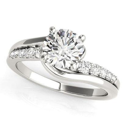 14k White Gold Bypass Style Round Diamond Ring (1 1/4 cttw) | Richard Cannon Jewelry