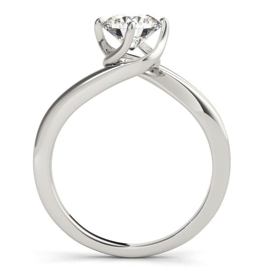 14k White Gold Bypass Style Solitaire Round Diamond Engagement Ring (1 cttw) | Richard