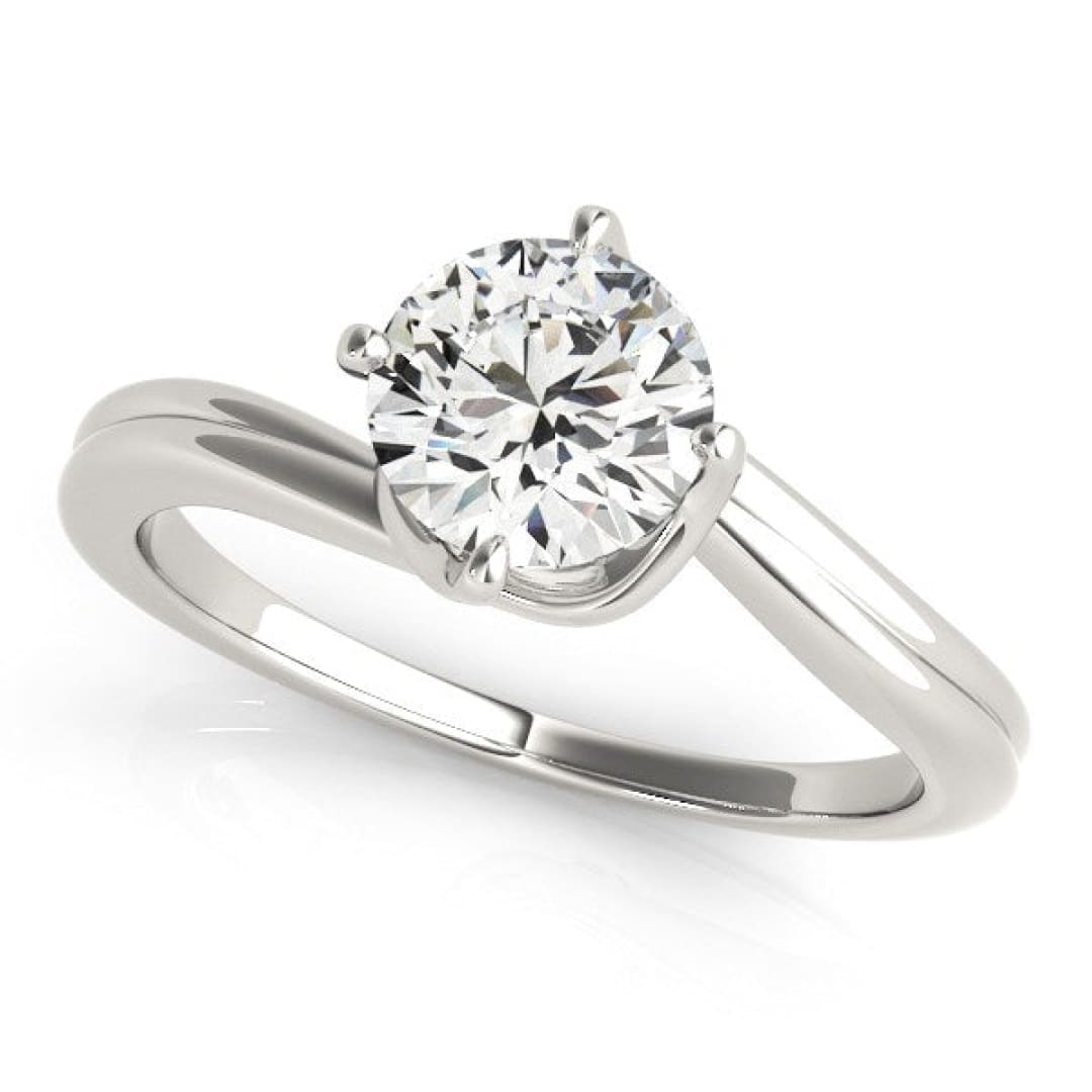 14k White Gold Bypass Style Solitaire Round Diamond Engagement Ring (1 cttw) | Richard