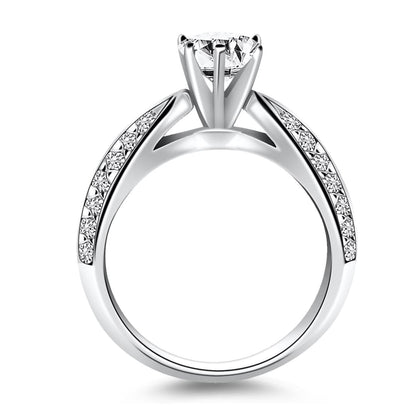 14k White Gold Cathedral Double Row Pave Diamond Engagement Ring | Richard Cannon Jewelry