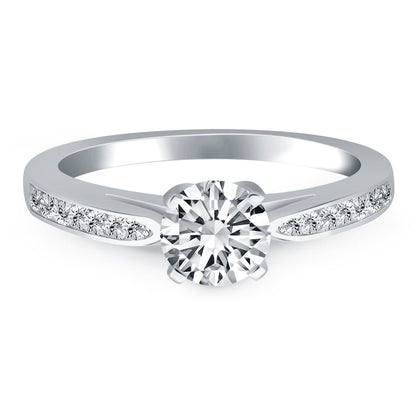 14k White Gold Cathedral Engagement Ring with Pave Diamonds | Richard Cannon Jewelry