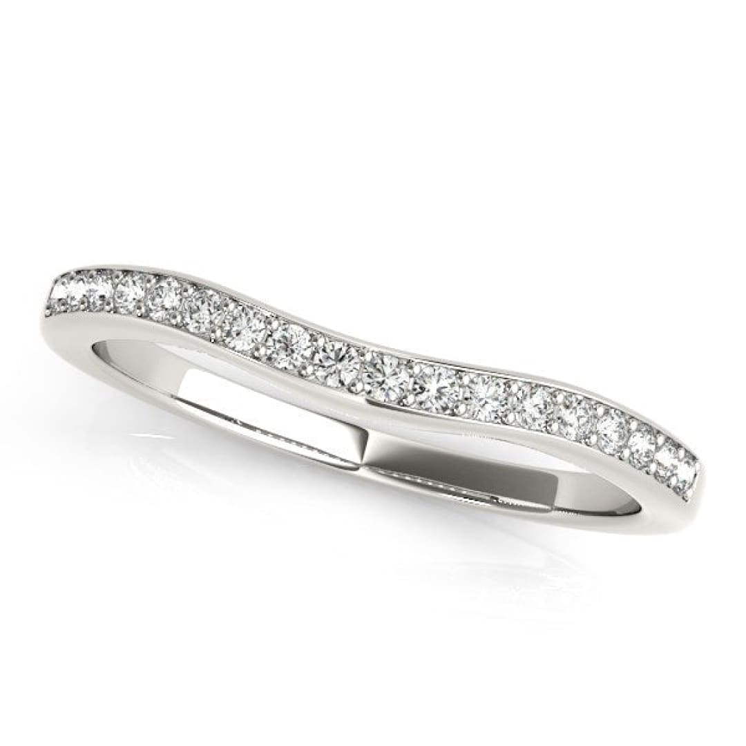 14k White Gold Channel Curved Diamond Wedding Band (1/4 cttw) | Richard Cannon Jewelry