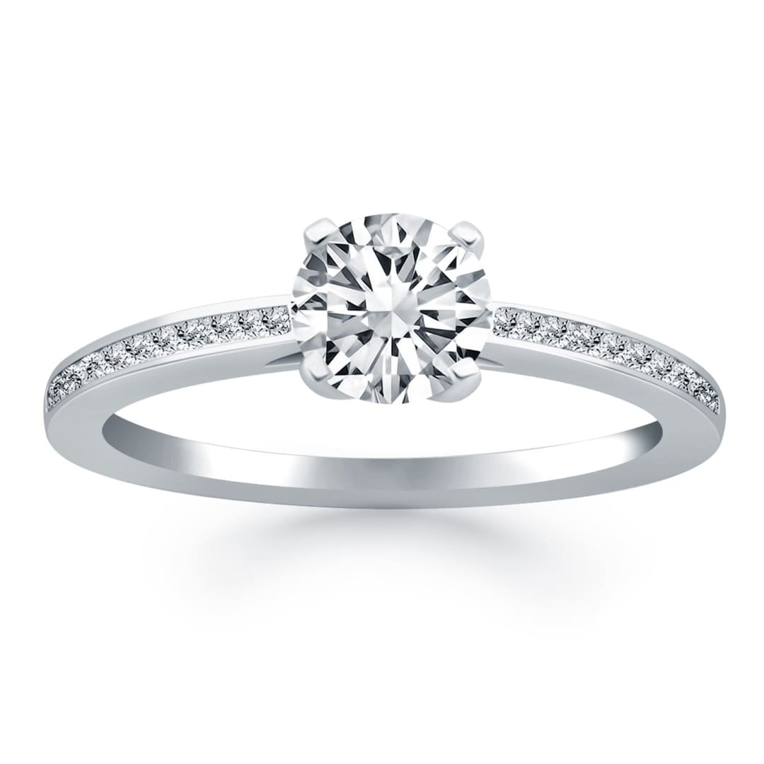 14k White Gold Channel Set Cathedral Engagement Ring | Richard Cannon Jewelry