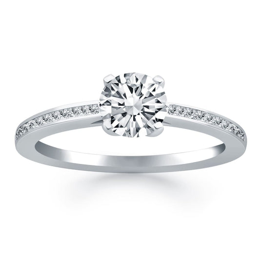 14k White Gold Channel Set Cathedral Engagement Ring | Richard Cannon Jewelry