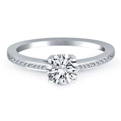 14k White Gold Channel Set Cathedral Engagement Ring | Richard Cannon Jewelry