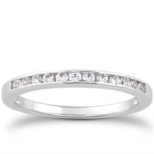 14k White Gold Channel Set Diamond Wedding Ring Band Set 1/3 Around | Richard Cannon