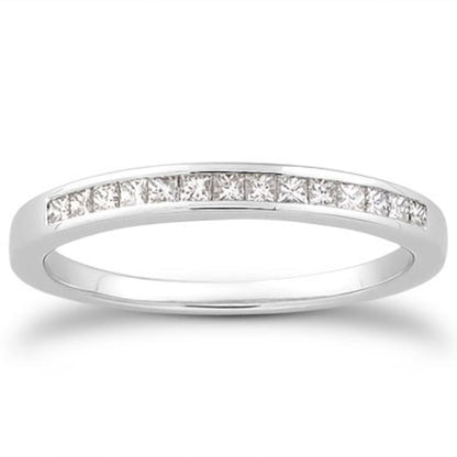 14k White Gold Channel Set Princess Diamond Wedding Ring Band | Richard Cannon Jewelry